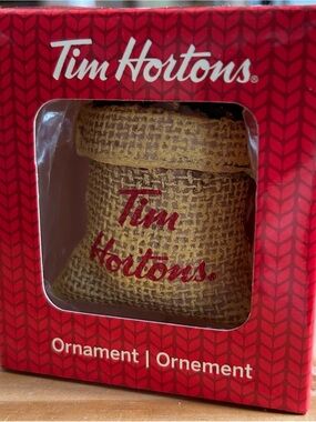 Tim Hortons Coffee Bean Burlap Bag Ornament, 2016 Christmas Tree Collectibles
